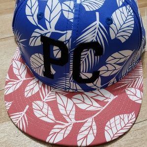 Red and Blue Pine Cove Snapback Trucker Hat Leaves